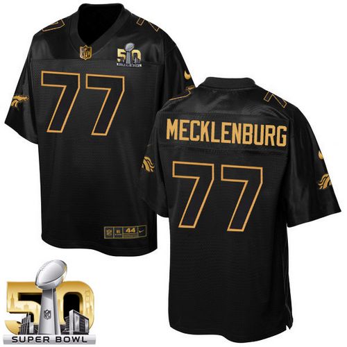 Nike Broncos #77 Karl Mecklenburg Black Super Bowl 50 Men's Stitched NFL Elite Pro Line Gold Collection Jersey - Click Image to Close